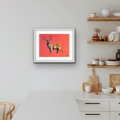 Hart of Mine, Deer Art, Stag Art, Contemporary Animal Art, Bright Scottish Art