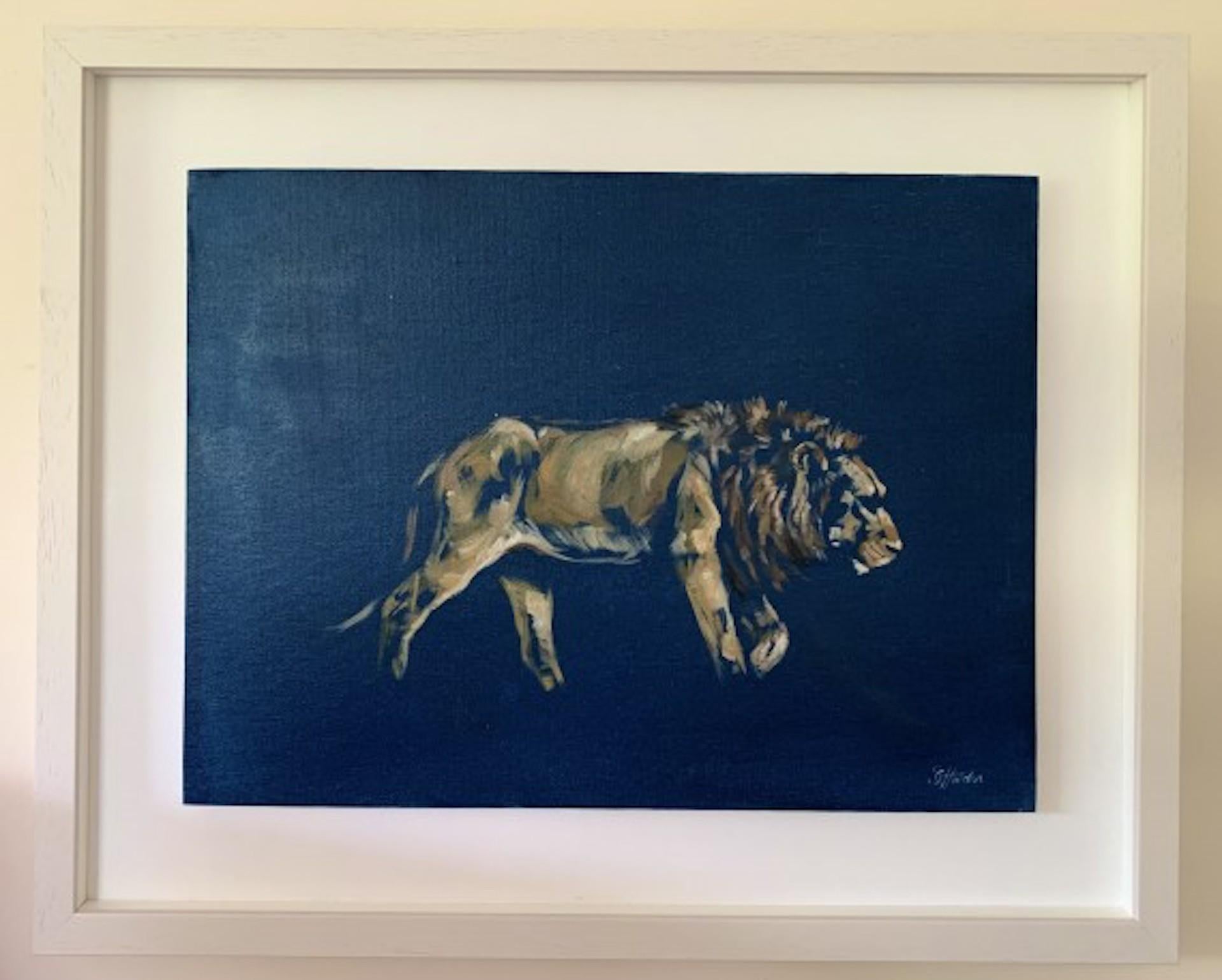 Trundling Lion By Sophie Harden [2021]
Original
Oil on Board
Image size: H:40 cm x W:50 cm
Complete Size of Unframed Work: H:40 cm x W:50 cm x D:1cm
Framed Size: H:44 cm x W:54 cm x D:5cm
Sold Framed
Please note that insitu images are purely an
