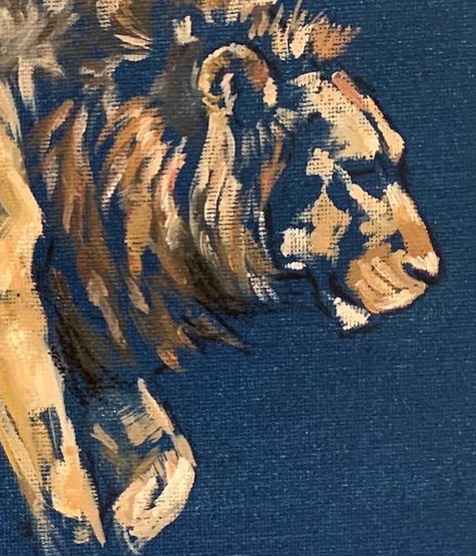 Sophie Harden, Trundling Lion, Original Animal Painting, Contemporary Art 1
