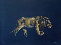 Sophie Harden, lion tourbillonnant, peinture d'animaux originale, art contemporain