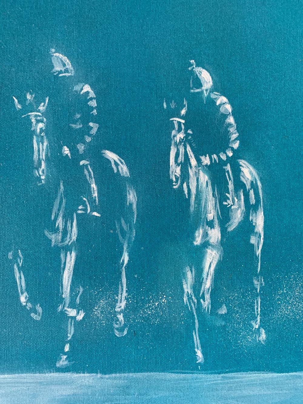 Viajar, Pintura Contemporánea Original de Caballos, Arte Animal,  Arte de las carreras de caballos 1