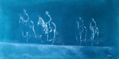 Voyage, peinture contemporaine originale de cheval, art animalier, Art de course de chevaux