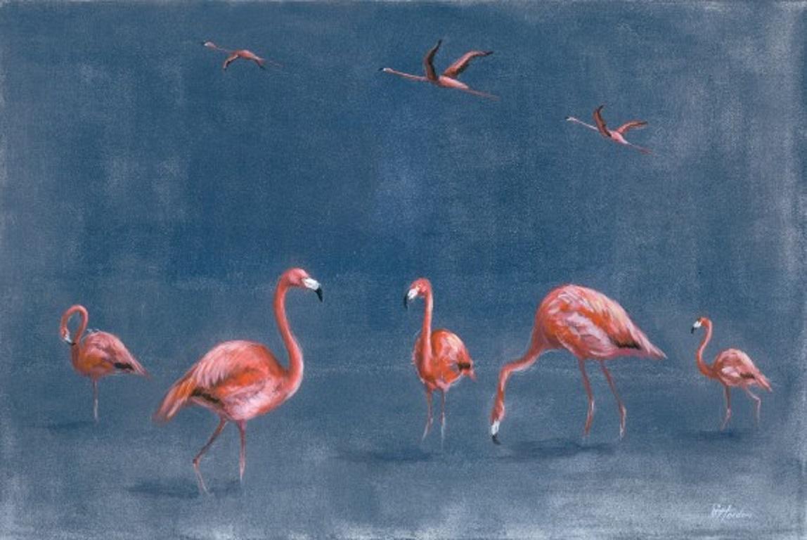 Sophie Harden, Paradise, Limited edition animal print of flamingos
