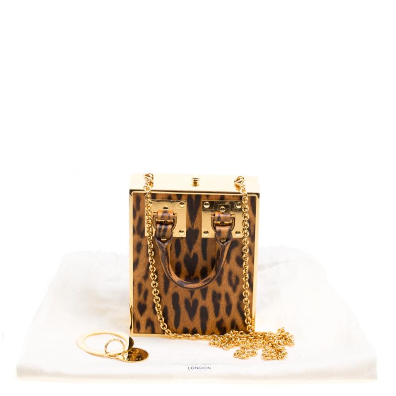 Sophie Hulme Brown Leopard Print Leather Compton Box Top Handle Shoulder Bag 6