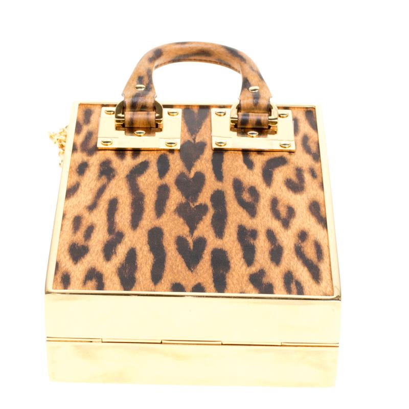 Sophie Hulme Brown Leopard Print Leather Compton Box Top Handle Shoulder Bag 3