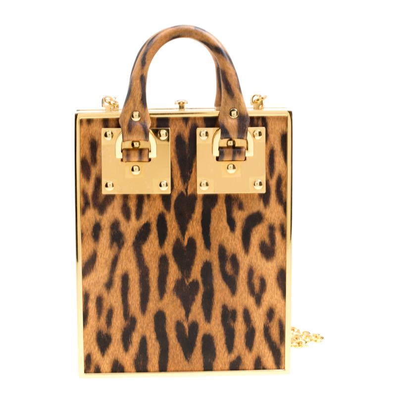 Sophie Hulme Brown Leopard Print Leather Compton Box Top Handle Shoulder Bag 4