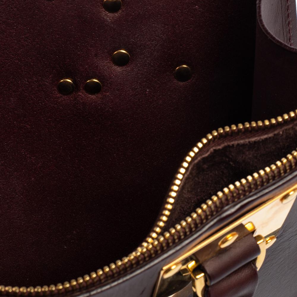 Sophie Hulme Burgundy Leather Albion Square Tote In Good Condition In Dubai, Al Qouz 2