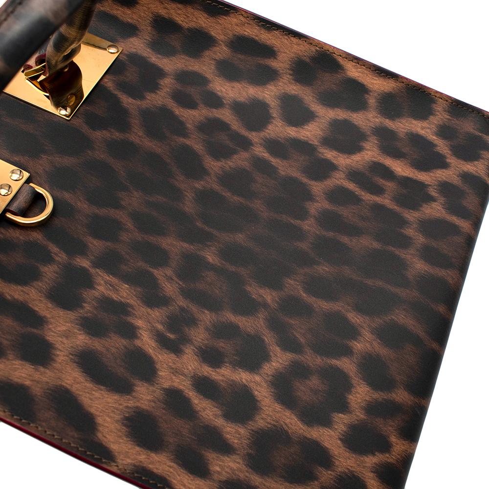 Sophie Hulme Leather Leopard Print Top Handle Tote For Sale 5