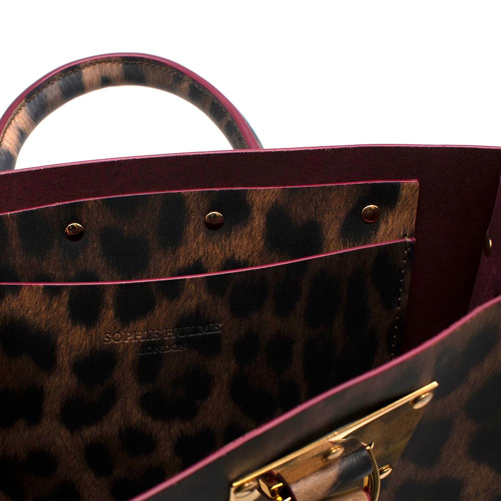Sophie Hulme Leather Leopard Print Top Handle Tote In Excellent Condition For Sale In London, GB