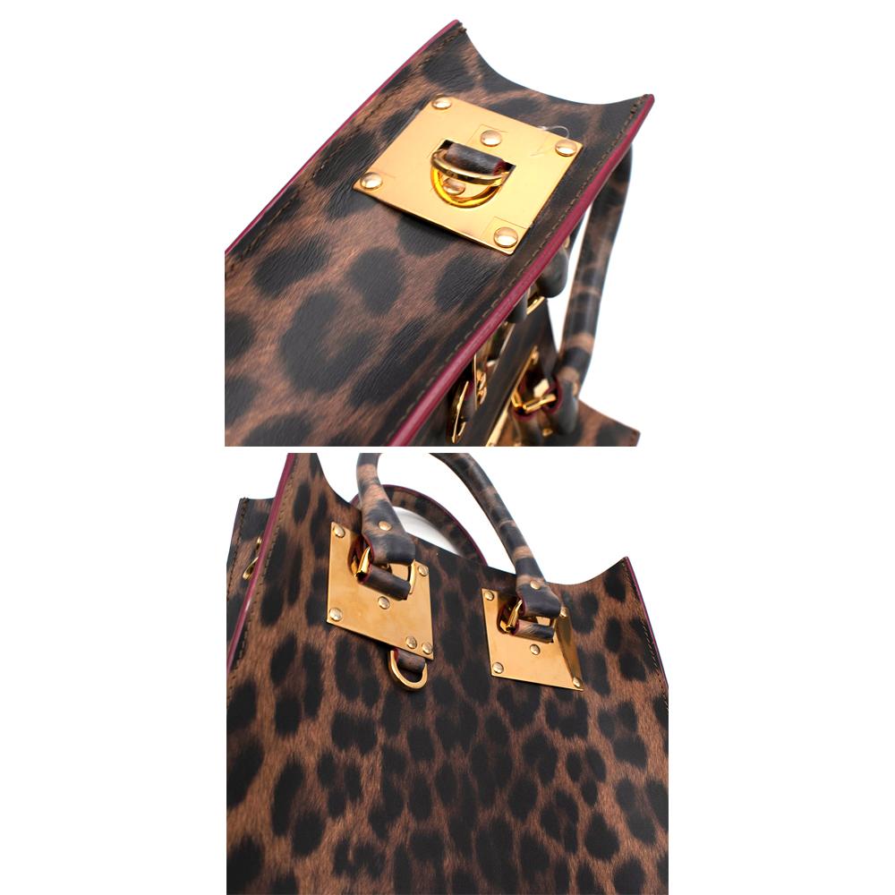 Sophie Hulme Leather Leopard Print Top Handle Tote For Sale 2