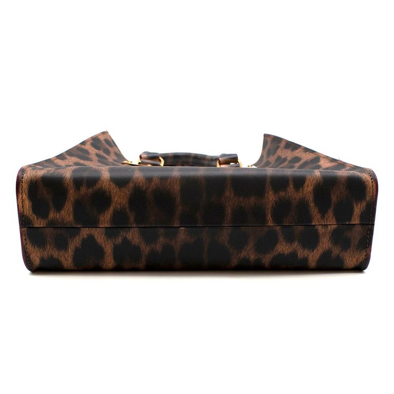 Sophie Hulme Leather Leopard Print Top Handle Tote For Sale at 1stDibs