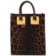 Sophie Hulme Leather Leopard Print Top Handle Tote