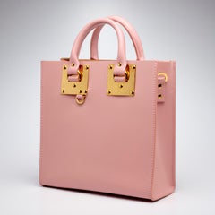 Sophie Hulme London Blush Pink Albion Box Tote, Gold Hardware, Shoulder Strap