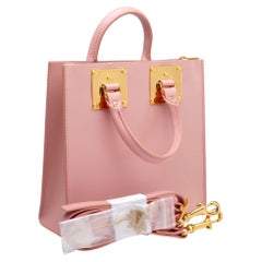Sophie Hulme London Blush Pink Albion Box Tote, Gold Hardware, Shoulder Strap