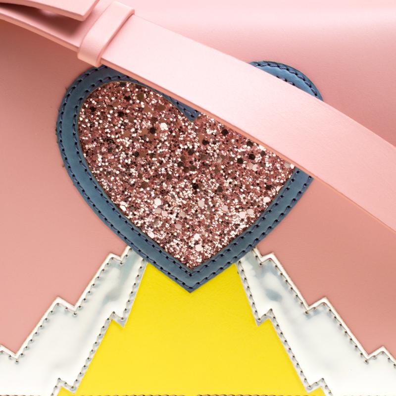 Sophie Hulme Pink Leather Finsbury Applique Detail Top Handle Shoulder Bag 4