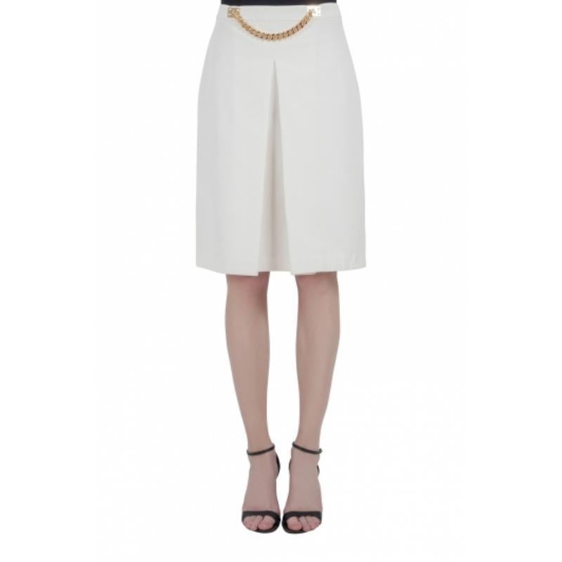 Sophie Hulme Gonna in gabardina stretch impreziosita da catene e pieghe invertite M. I. in vendita 2