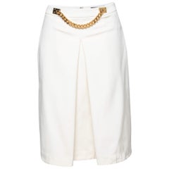 Sophie Hulme Stretch Gabardine Chain Embellished Inverted Pleat Front Skirt M