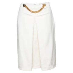 Sophie Hulme Stretch Gabardine Chain Embellished Inverted Pleat Front Skirt M