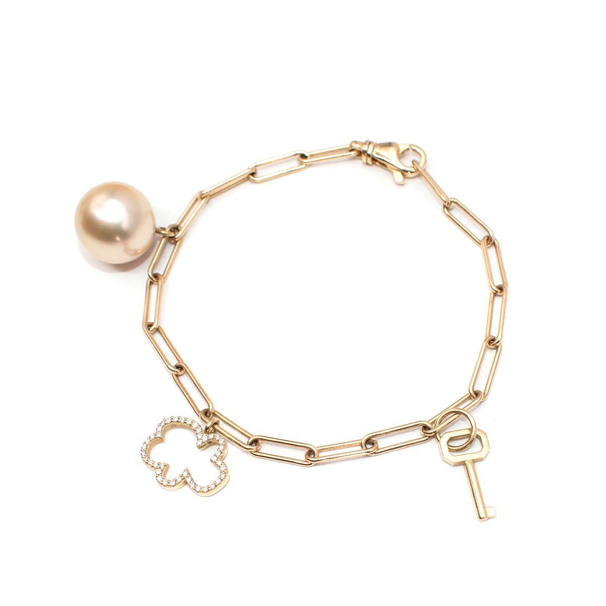 Women's Sophie Keegan Pearl Charm Gold Bracelet For Sale