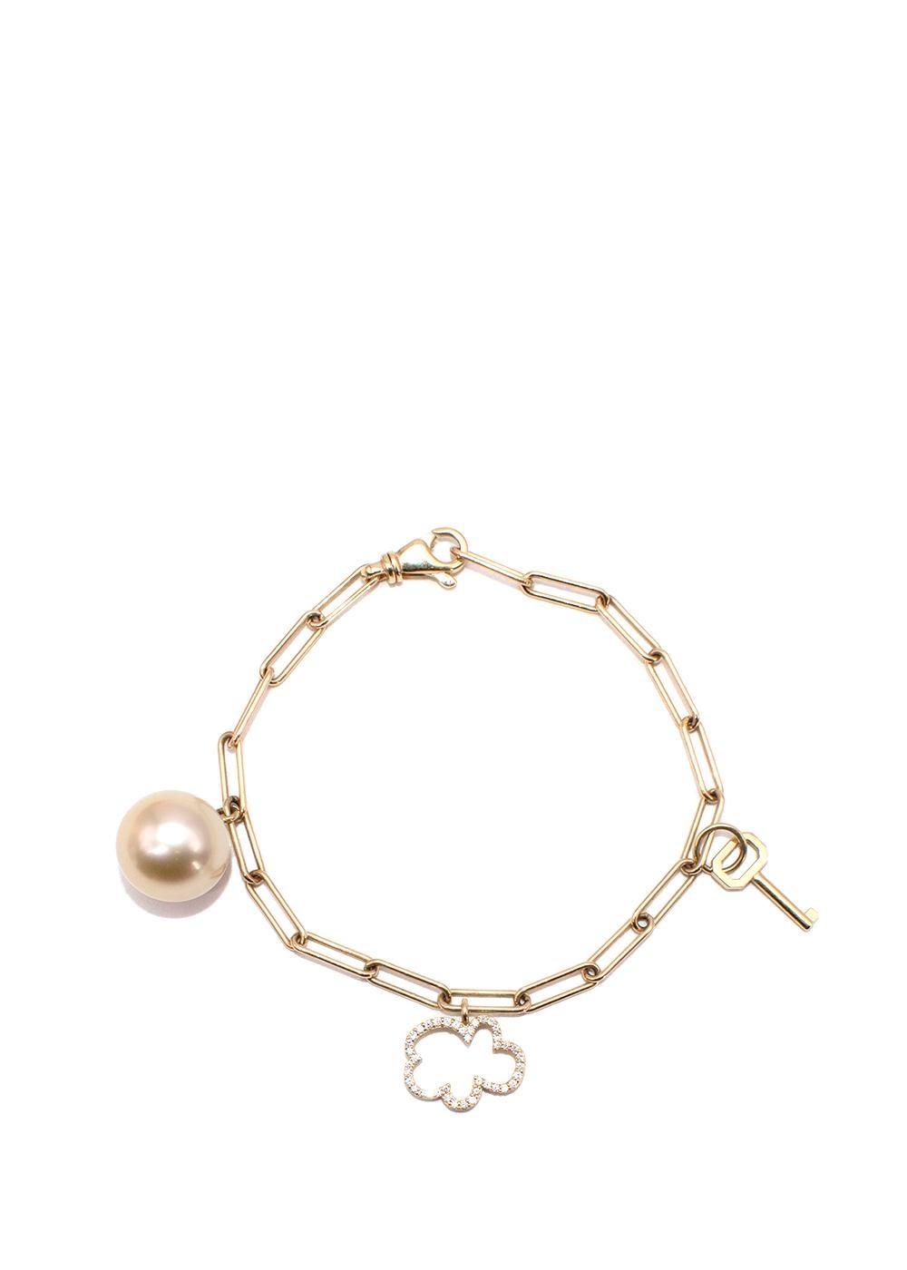 Sophie Keegan Pearl Charm Gold Bracelet  For Sale 1
