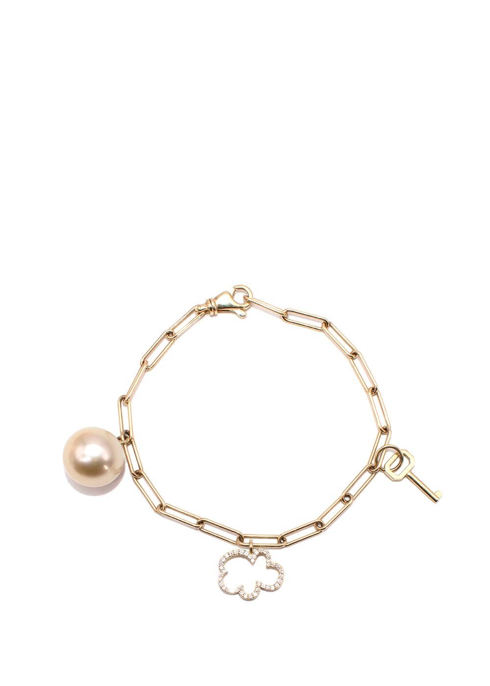 Sophie Keegan Pearl Charm Gold Bracelet For Sale 1