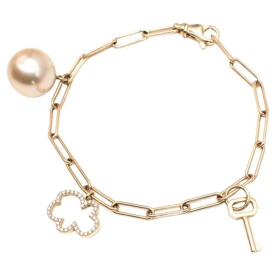 Sophie Keegan Pearl Charm Gold Bracelet  For Sale