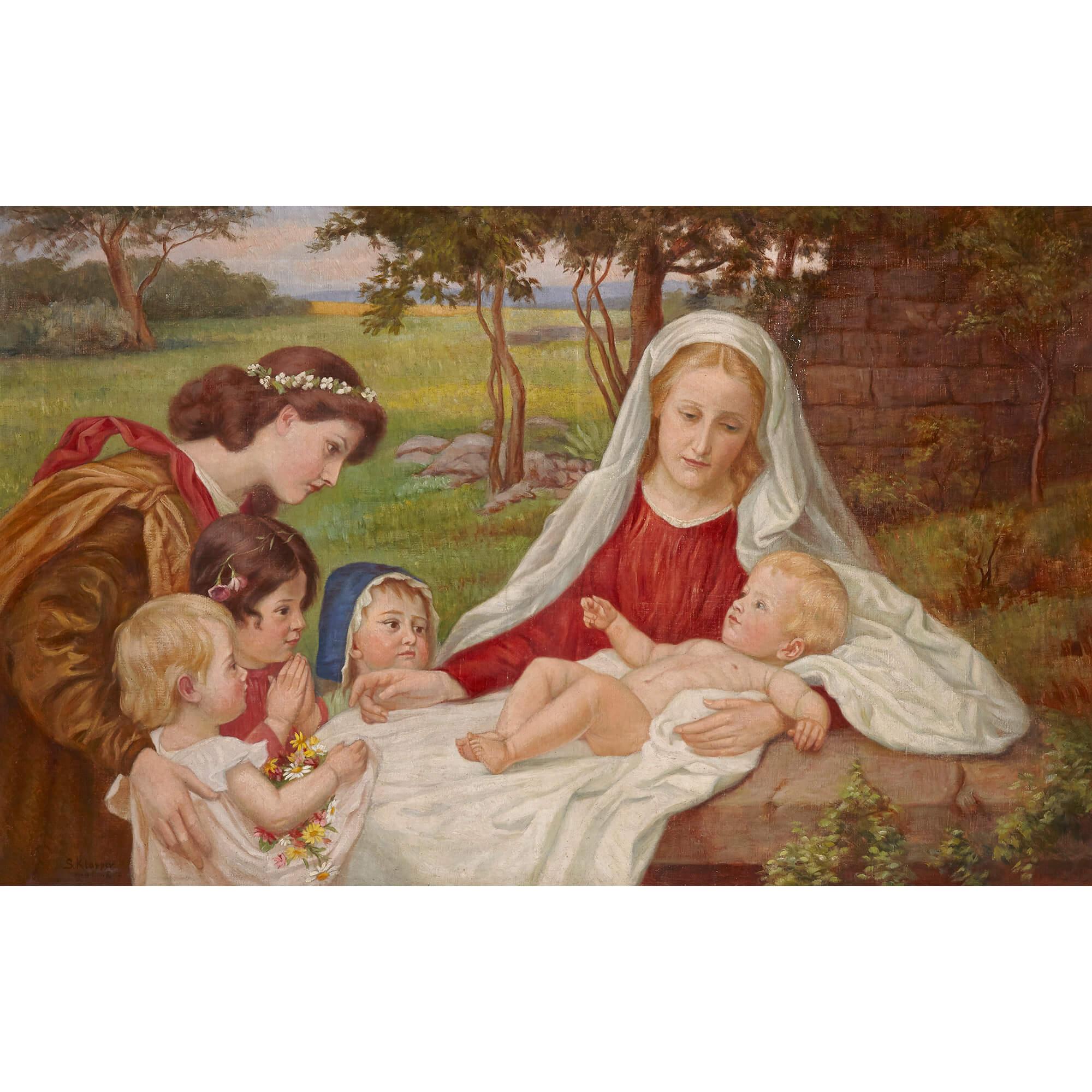 Dipinto a olio danese della Madonna con Bambino di Sophie Klapper in vendita 1
