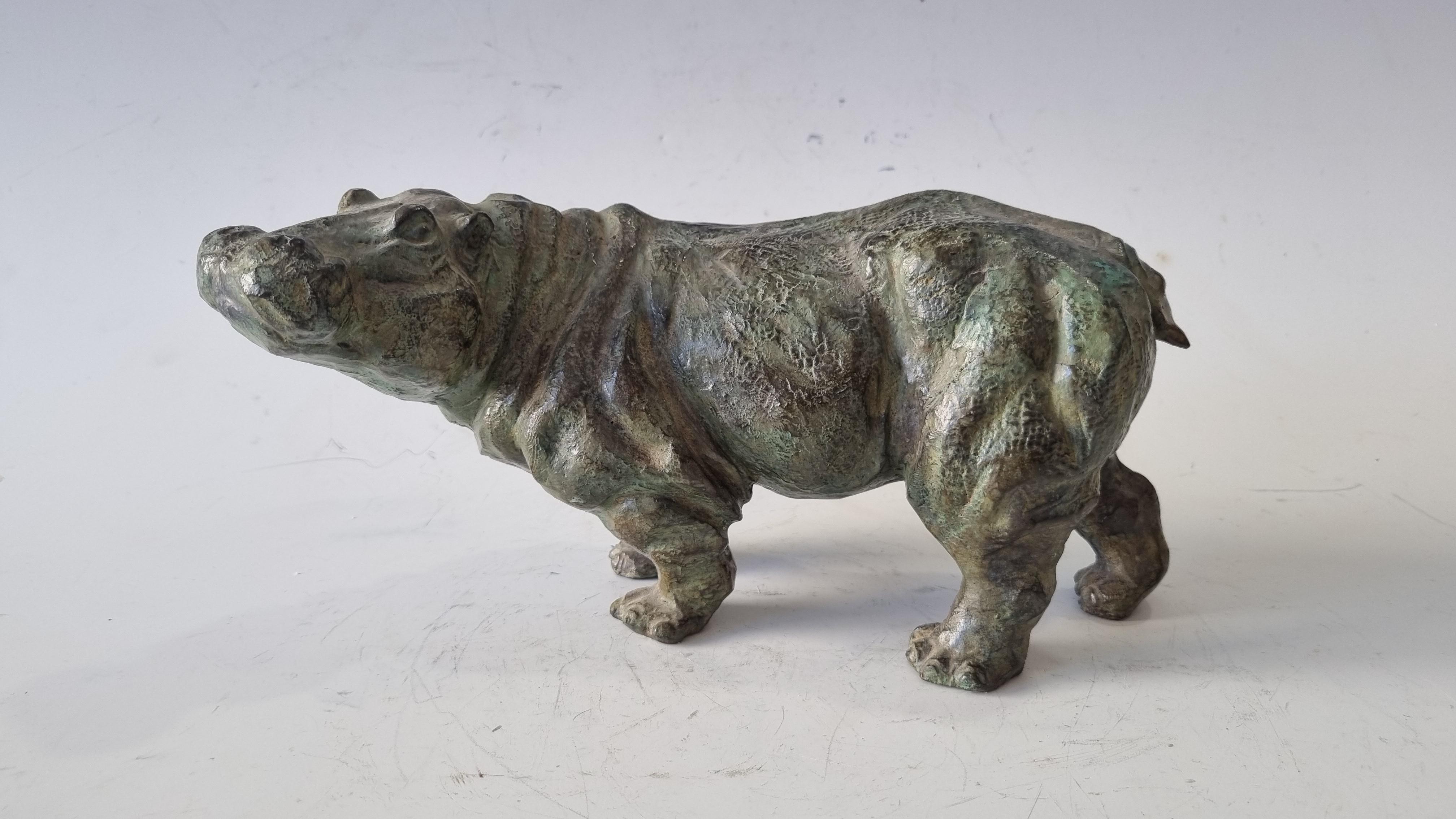 SOPHIE MARTIN Figurative Sculpture – Hippopotamus ""Spitzen" Bronze 6/8 von Sophie Martin 