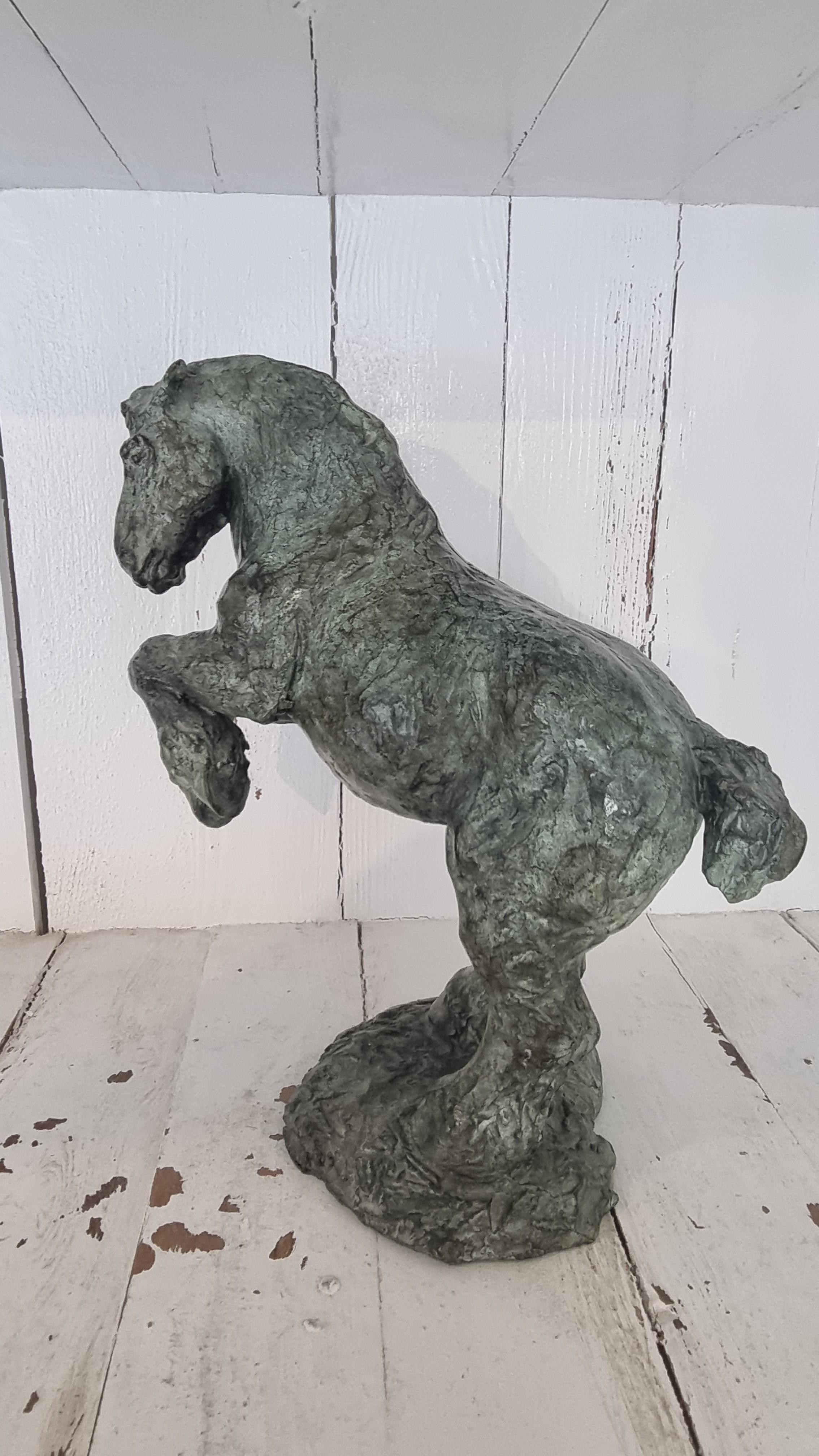  Prancing Draft horse Bronze 3/8 by Sophie Martin - Sculpture by SOPHIE MARTIN