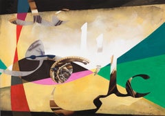 Bridge by Sophie Matisse - Pigment Print and Gouache on Canvas - 38" x 56"