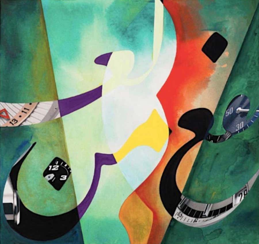 Hi Noon by Sophie Matisse - Pigment Print and Gouache on Canvas, 38" x 40"