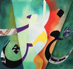 Hi Noon by Sophie Matisse - Pigment Print and Gouache on Canvas, 38" x 40"