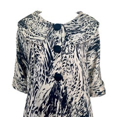 Sophie of Saks 1950's Black and White Abstract Print Swing Coat
