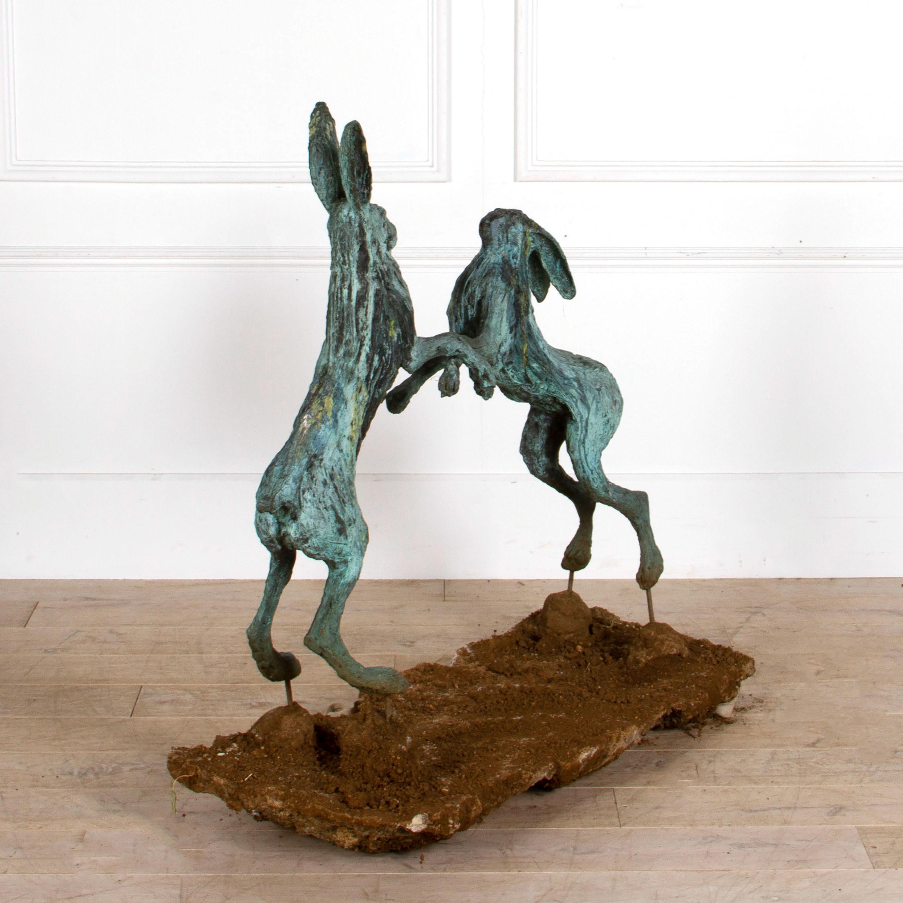 Boxing Hares II is an important work by the acclaimed Cotswold artist Sophie Ryder, which is internationally renowned and permanently represented in many collections and galleries. Sophie Ryder creates such striking sculptures through her method of