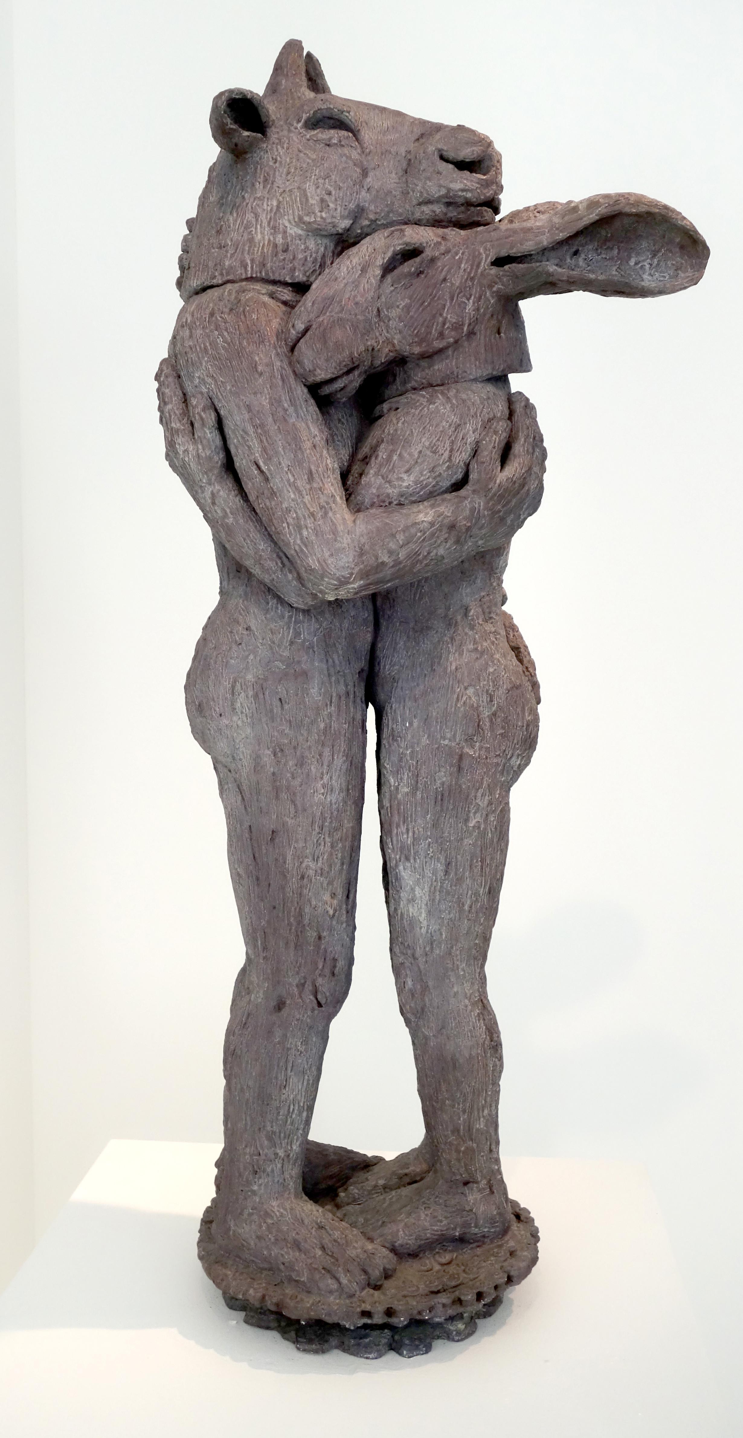 Sophie Ryder Figurative Sculpture - Hugging, Maquette (B/08/05)