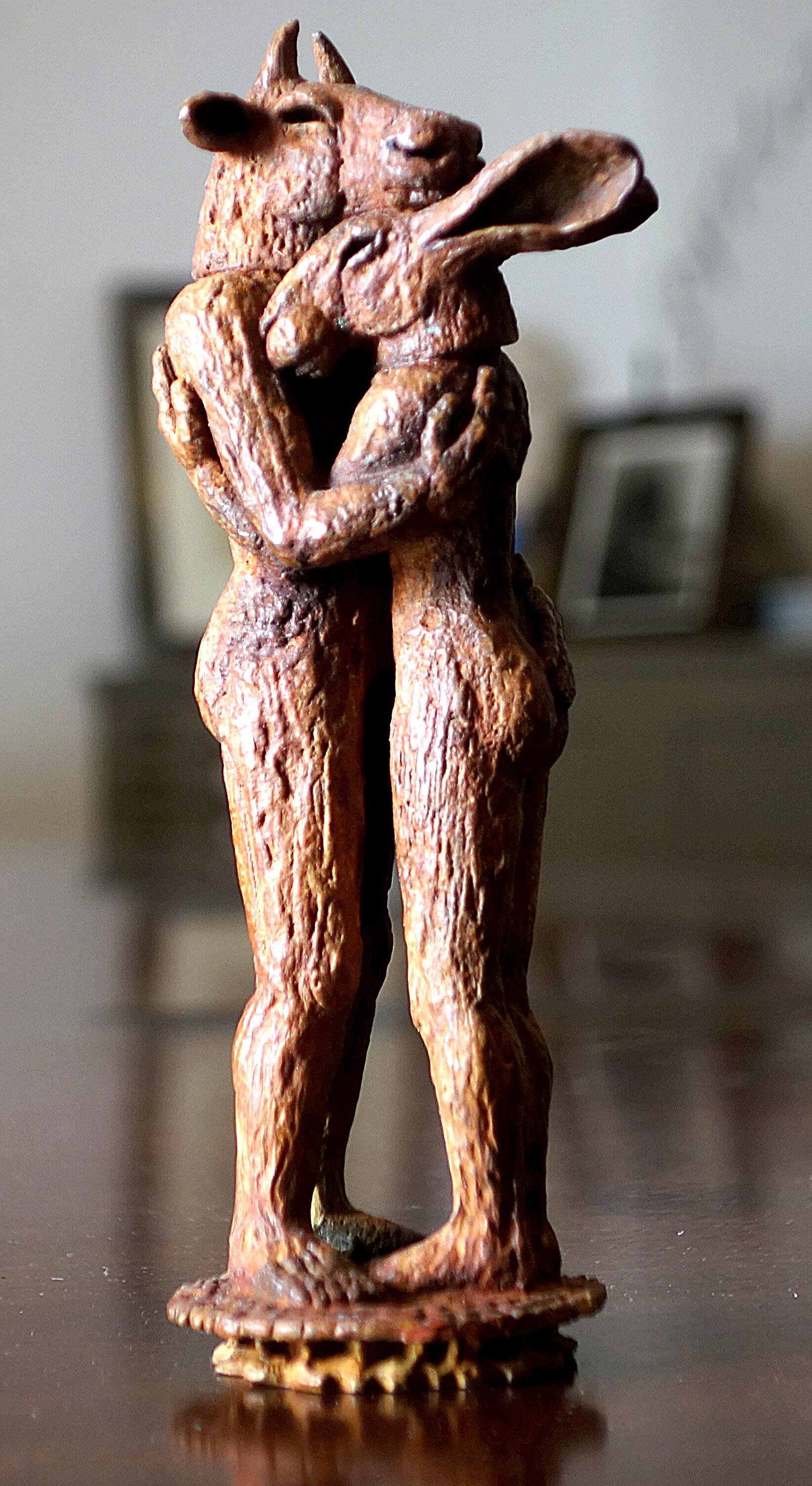 Sophie Ryder Figurative Sculpture - Hugging, Small (B/16/09)