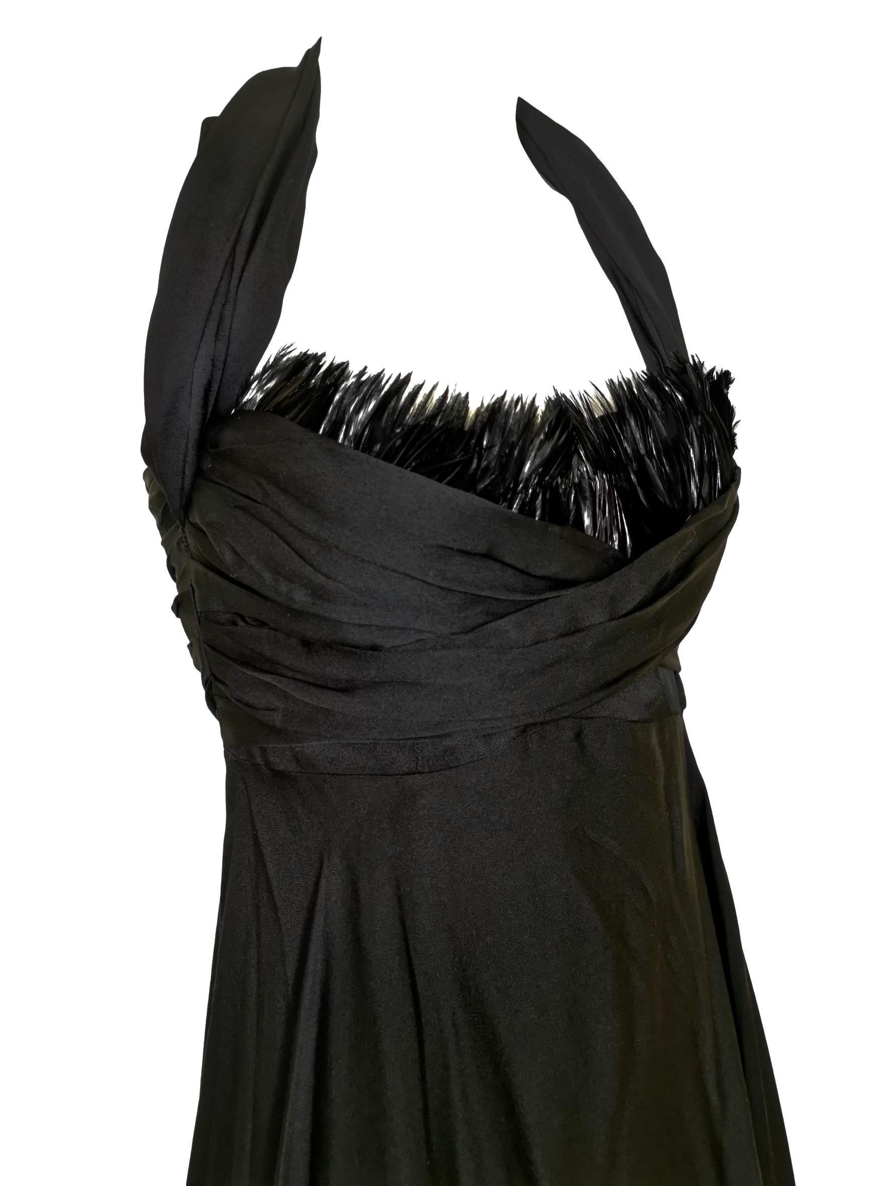 Sophie Sitbon Black Silk and Feather Dress For Sale 6