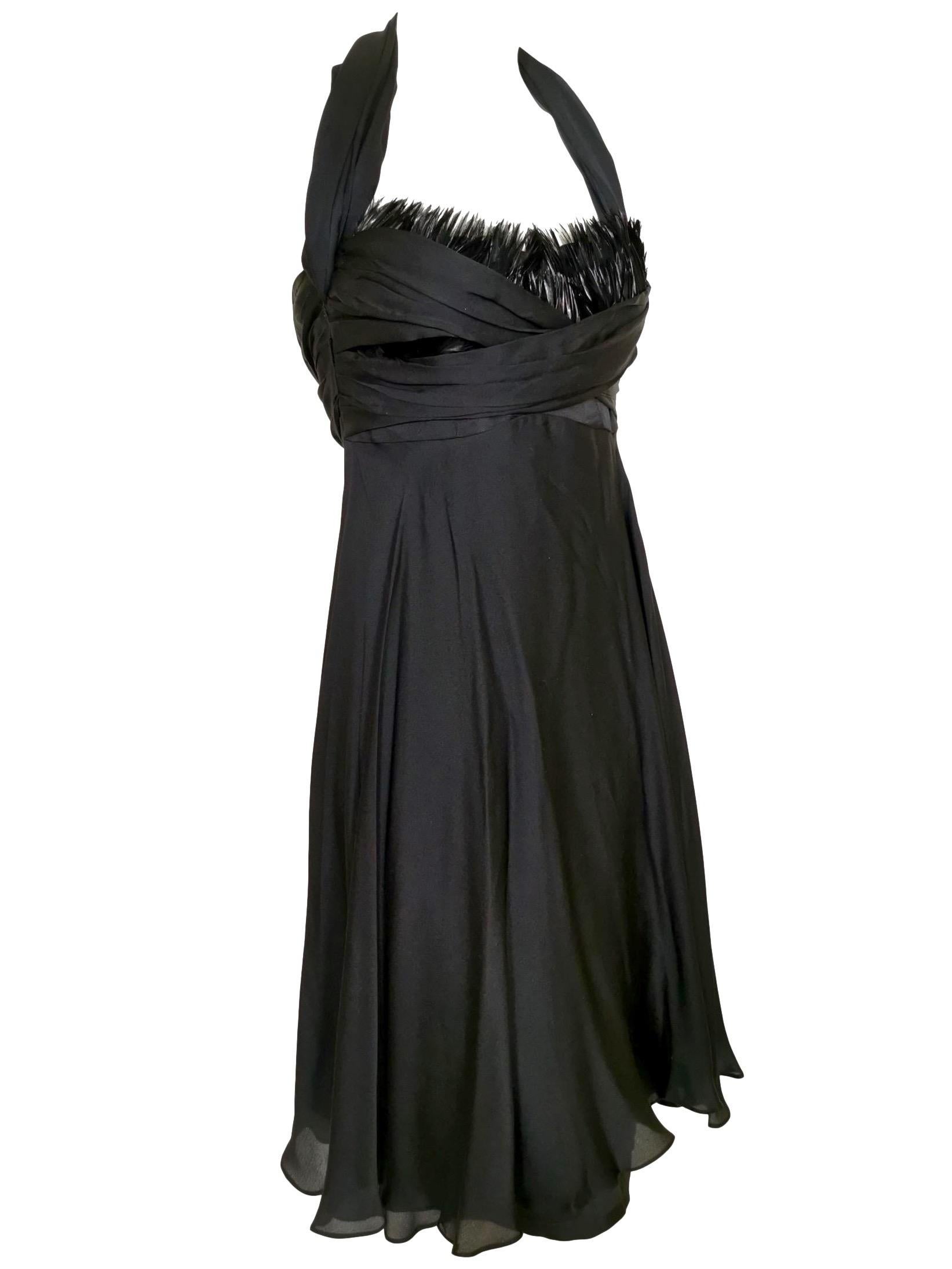 Sophie Sitbon Black Silk and Feather Dress For Sale 10