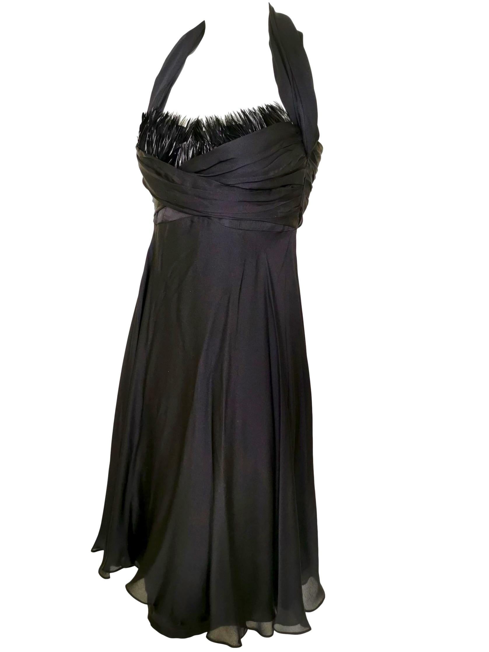 Sophie Sitbon Black Silk and Feather Dress For Sale 11