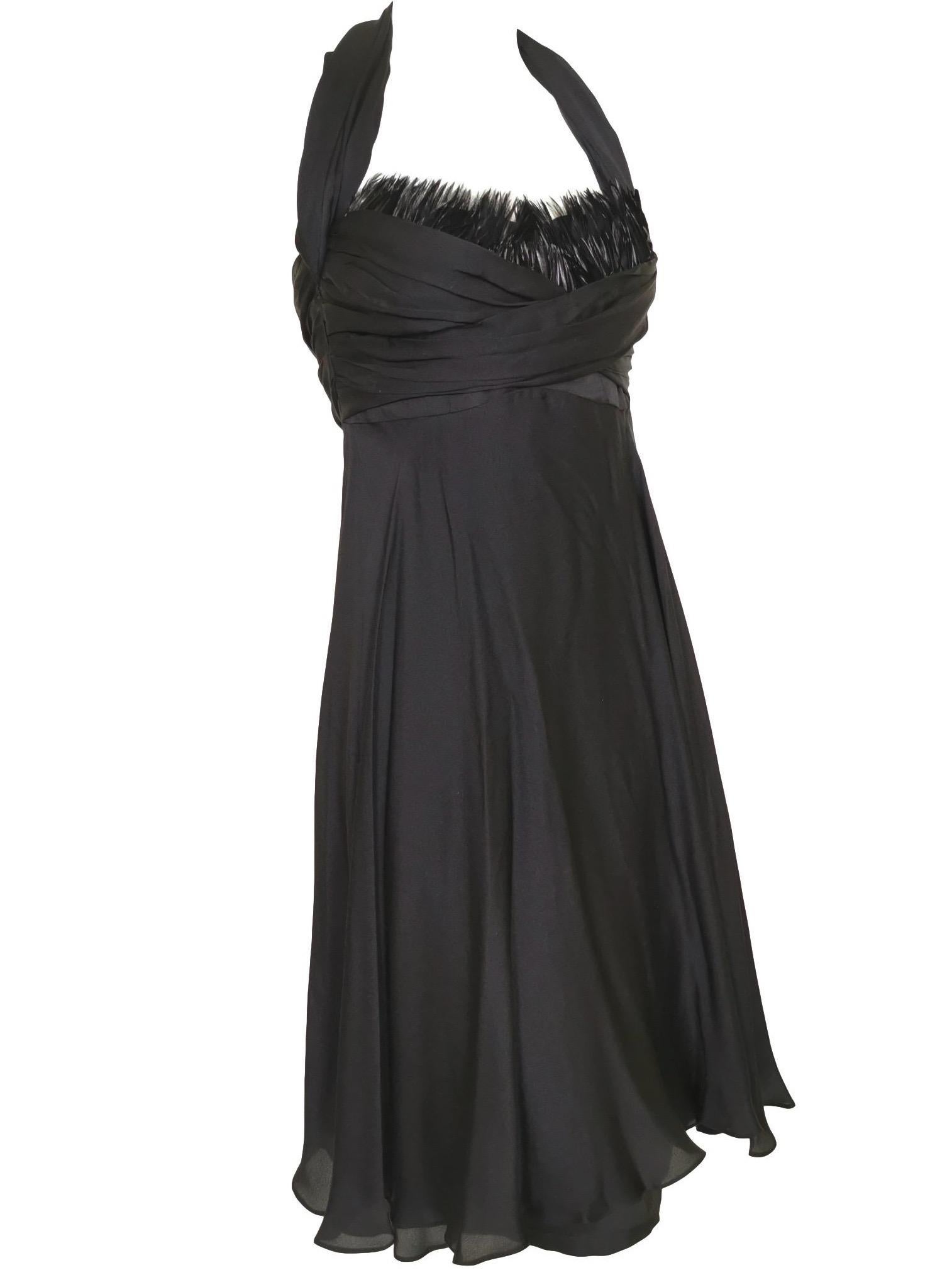 Sophie Sitbon Black Silk and Feather Dress For Sale 12