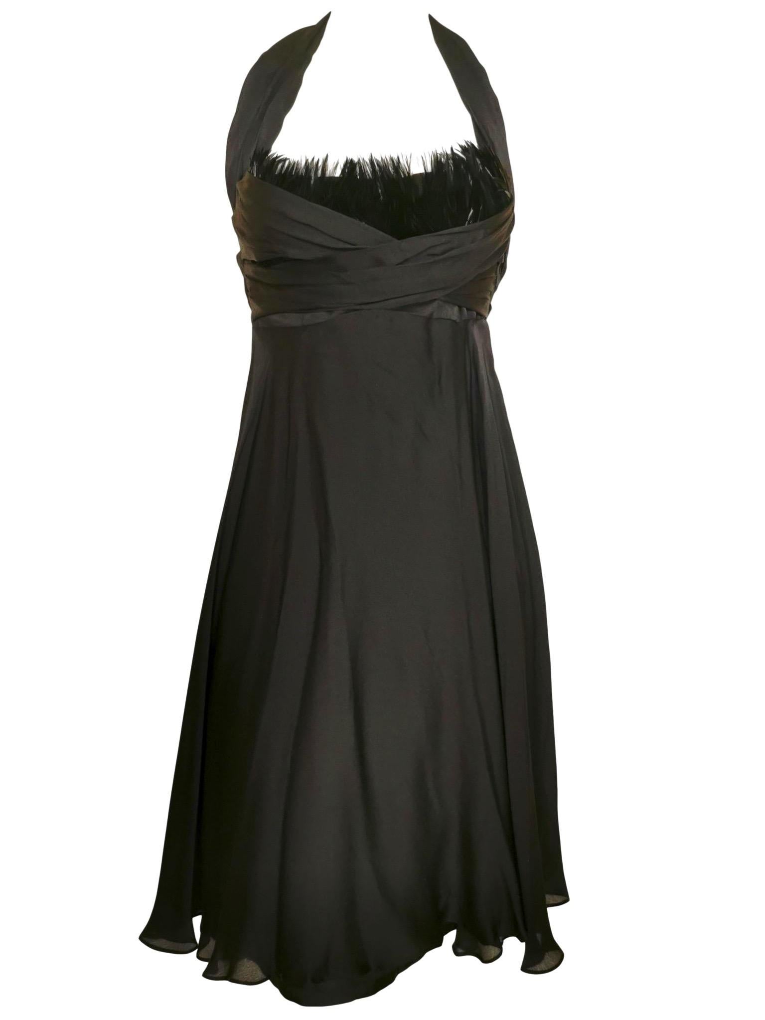 Sophie Sitbon Black Silk and Feather Dress For Sale 2