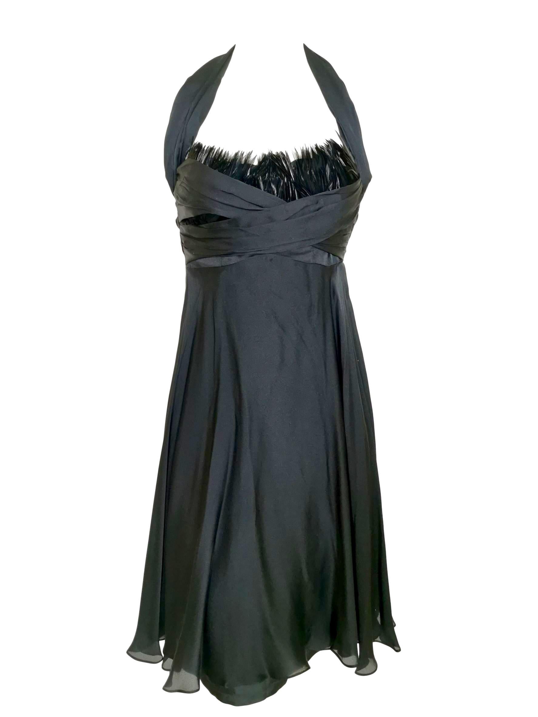 Sophie Sitbon Black Silk and Feather Dress For Sale 4