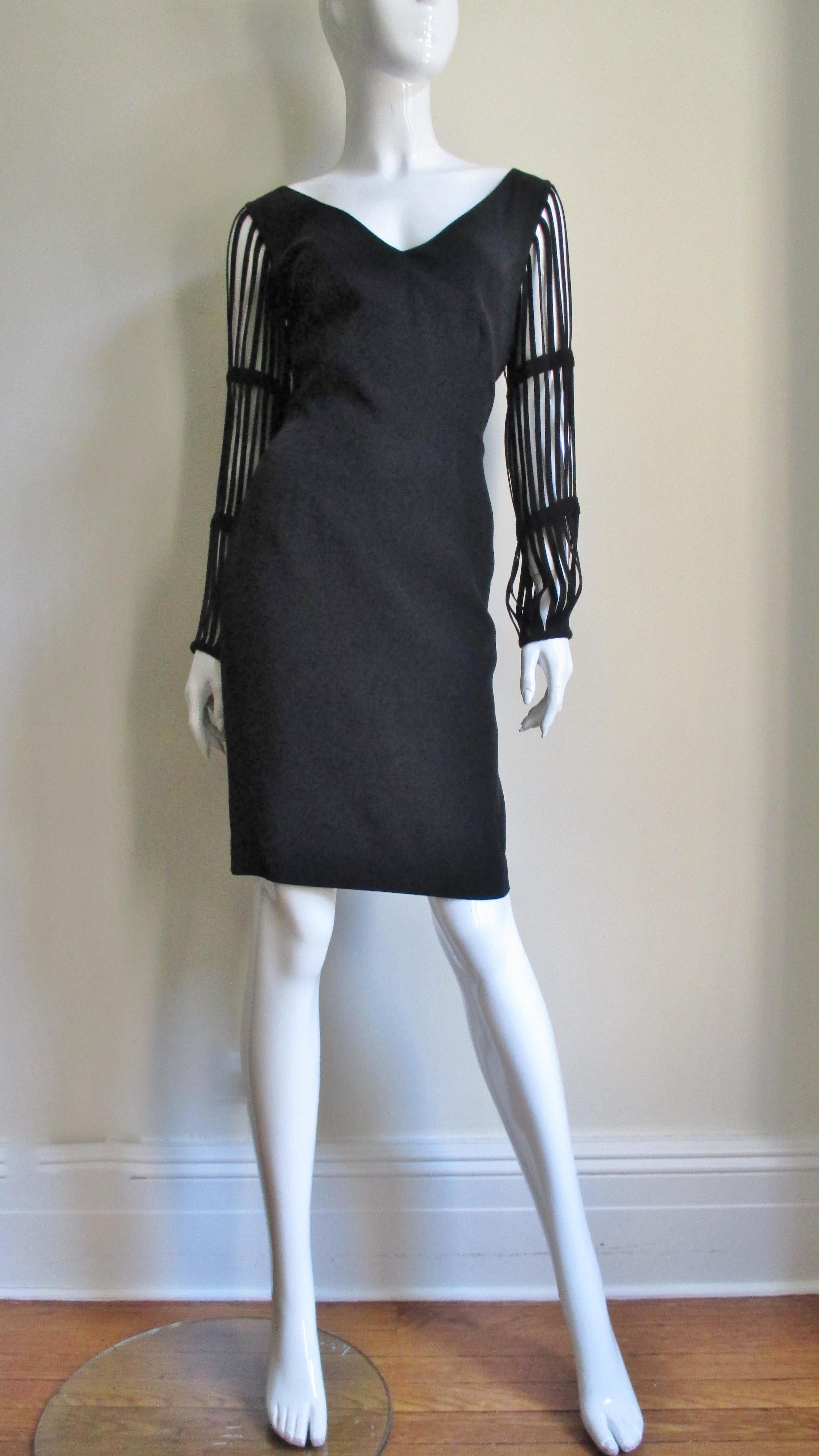 Sophie Sitbon Vintage Cage Sleeve Dress 1990q In Good Condition For Sale In Water Mill, NY