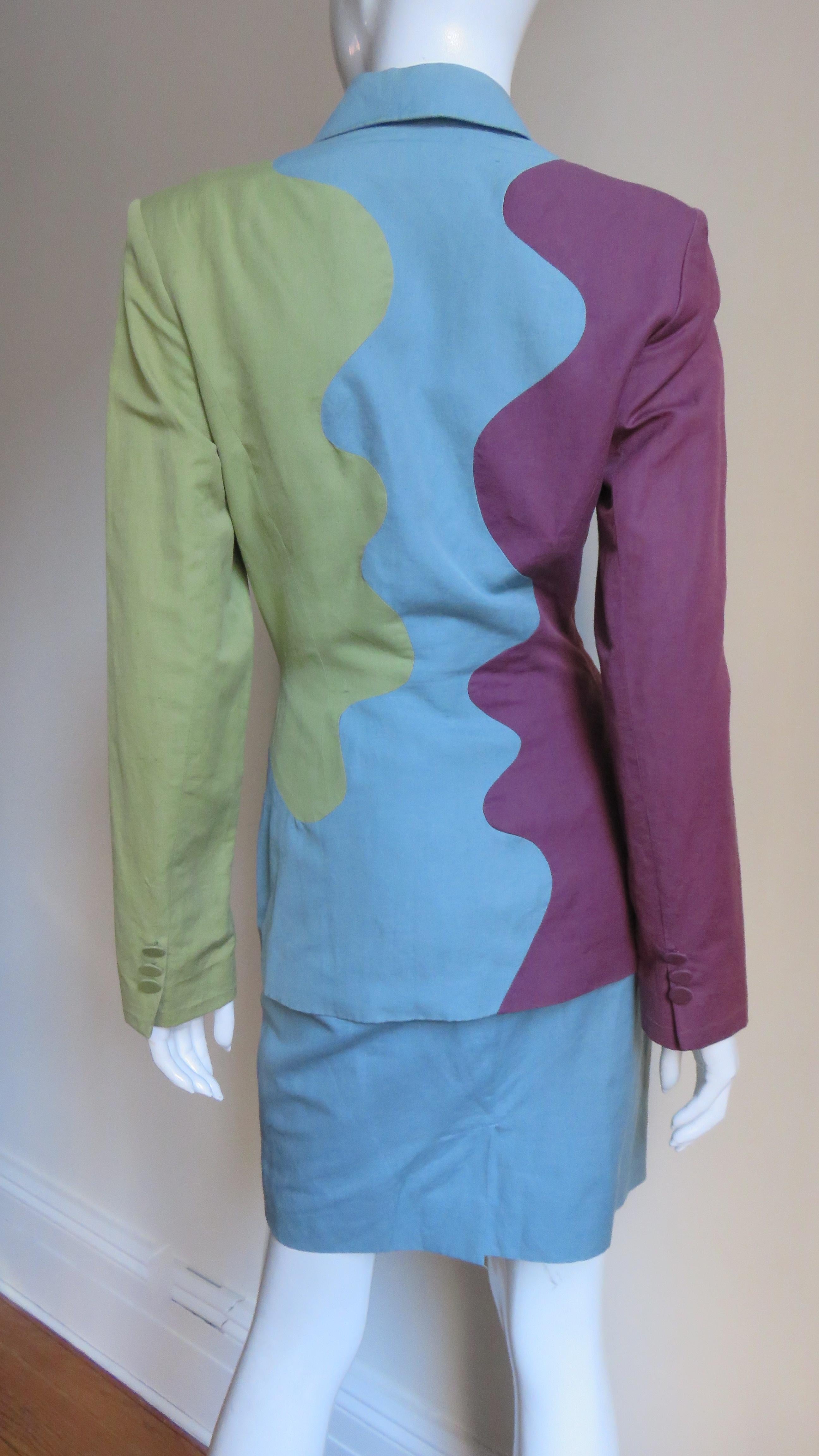 Sophie Sitbon Color Block Skirt Suit For Sale 1