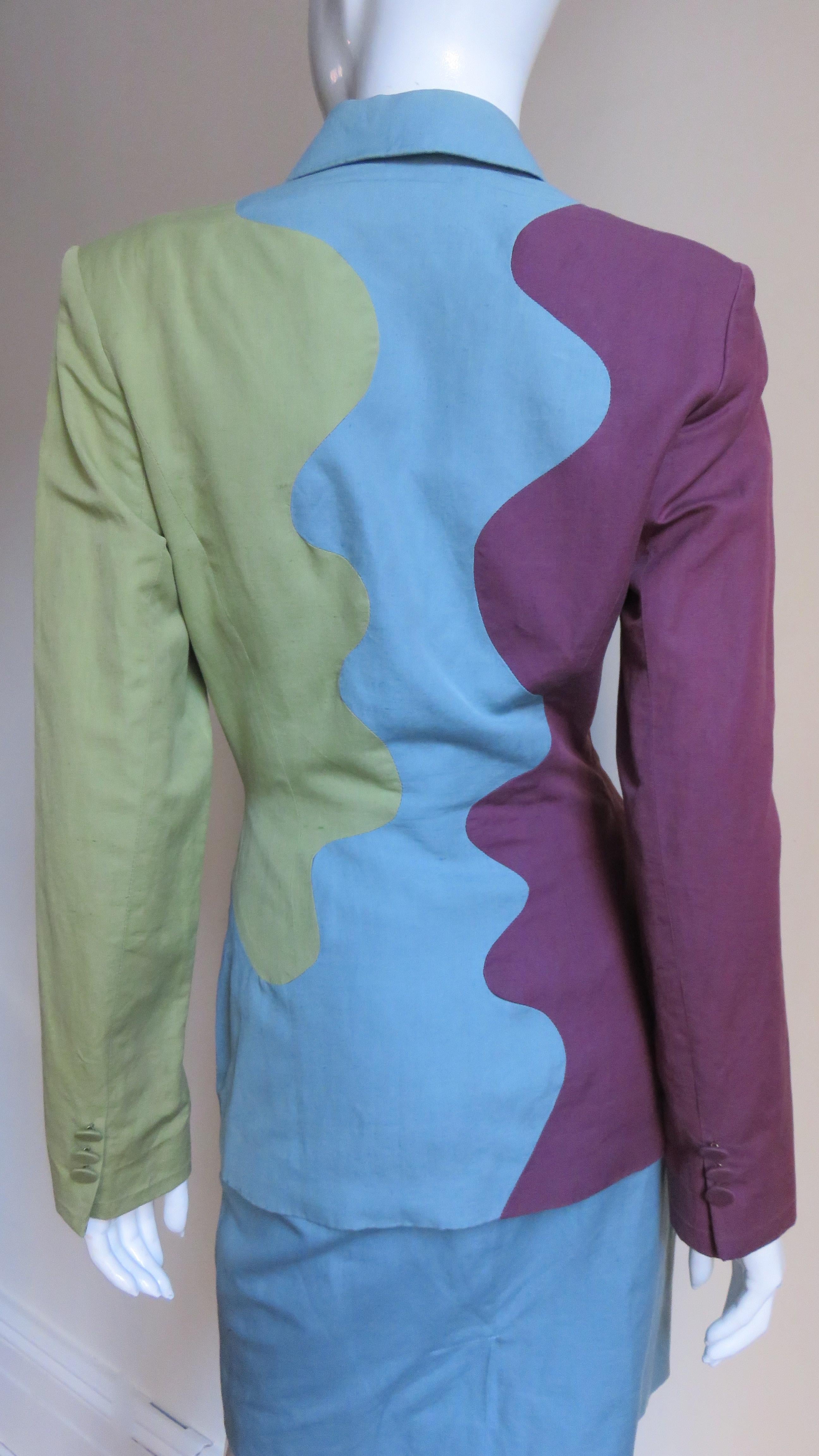 Sophie Sitbon Color Block Skirt Suit For Sale 2