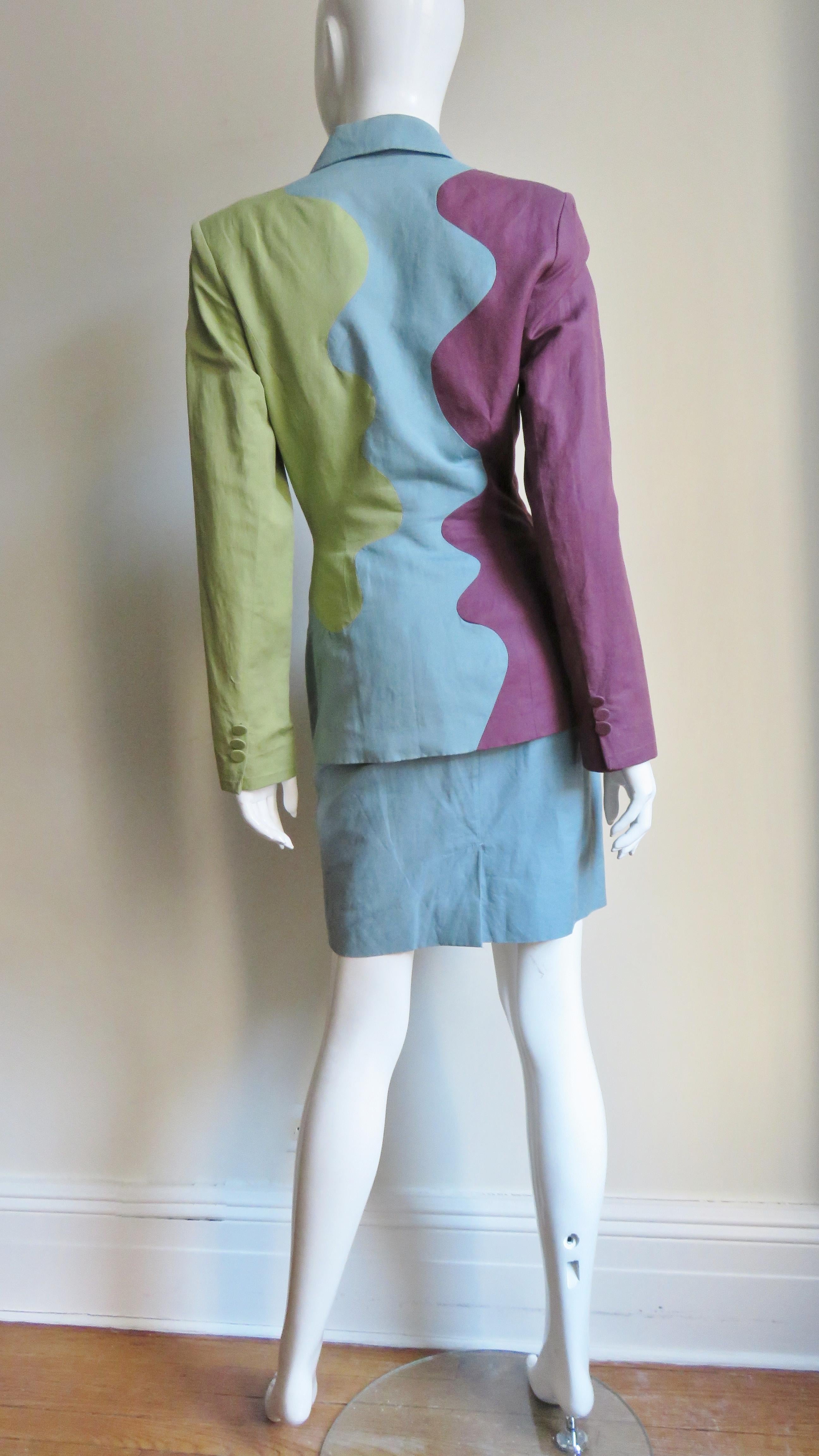 Sophie Sitbon Color Block Skirt Suit For Sale 4
