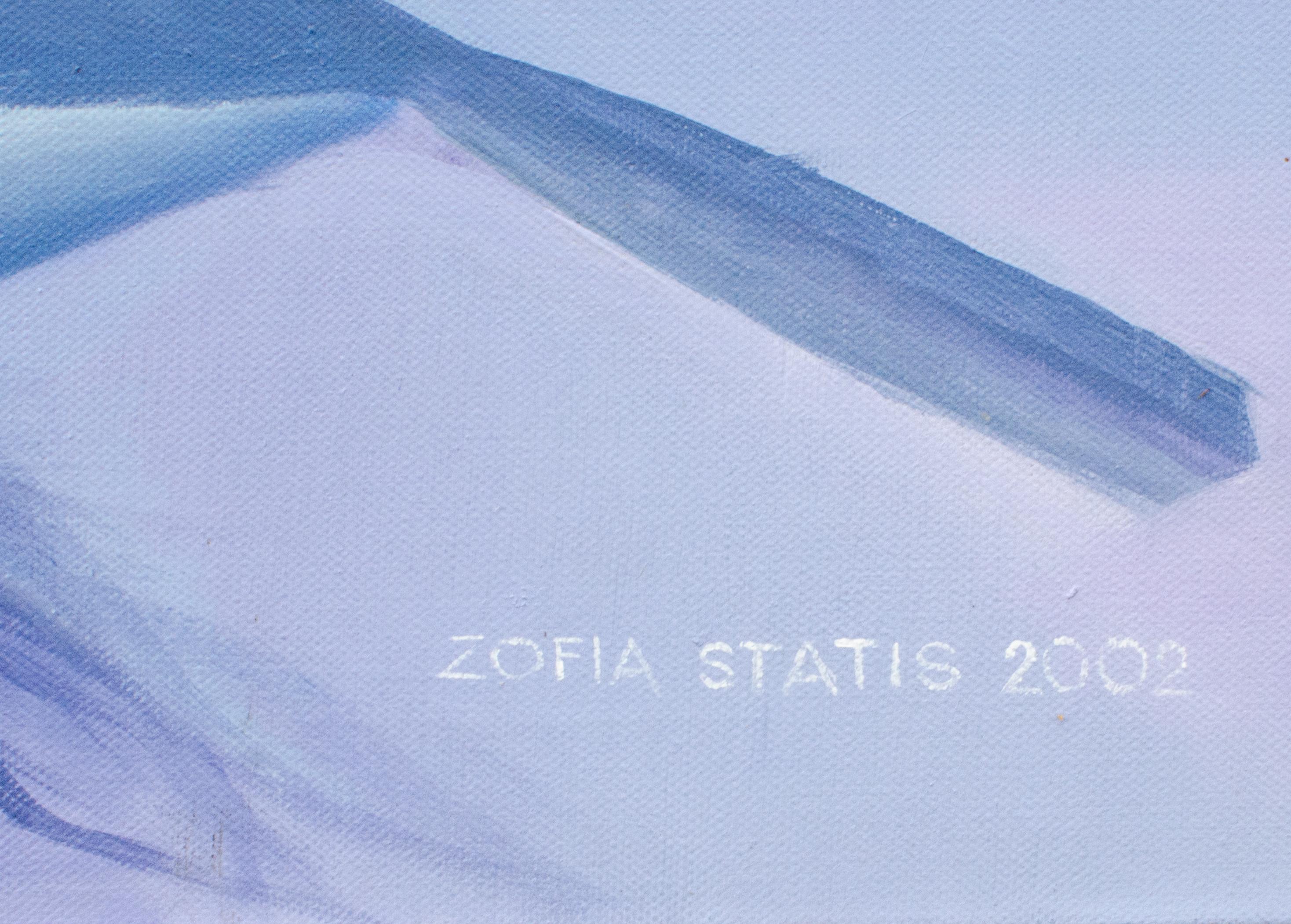 2007 Cloud Princess-Gemälde der Künstlerin Sophie Statis aus Pennsylvania (Violett), Portrait Painting, von Sophie Statis-Rozwadowski
