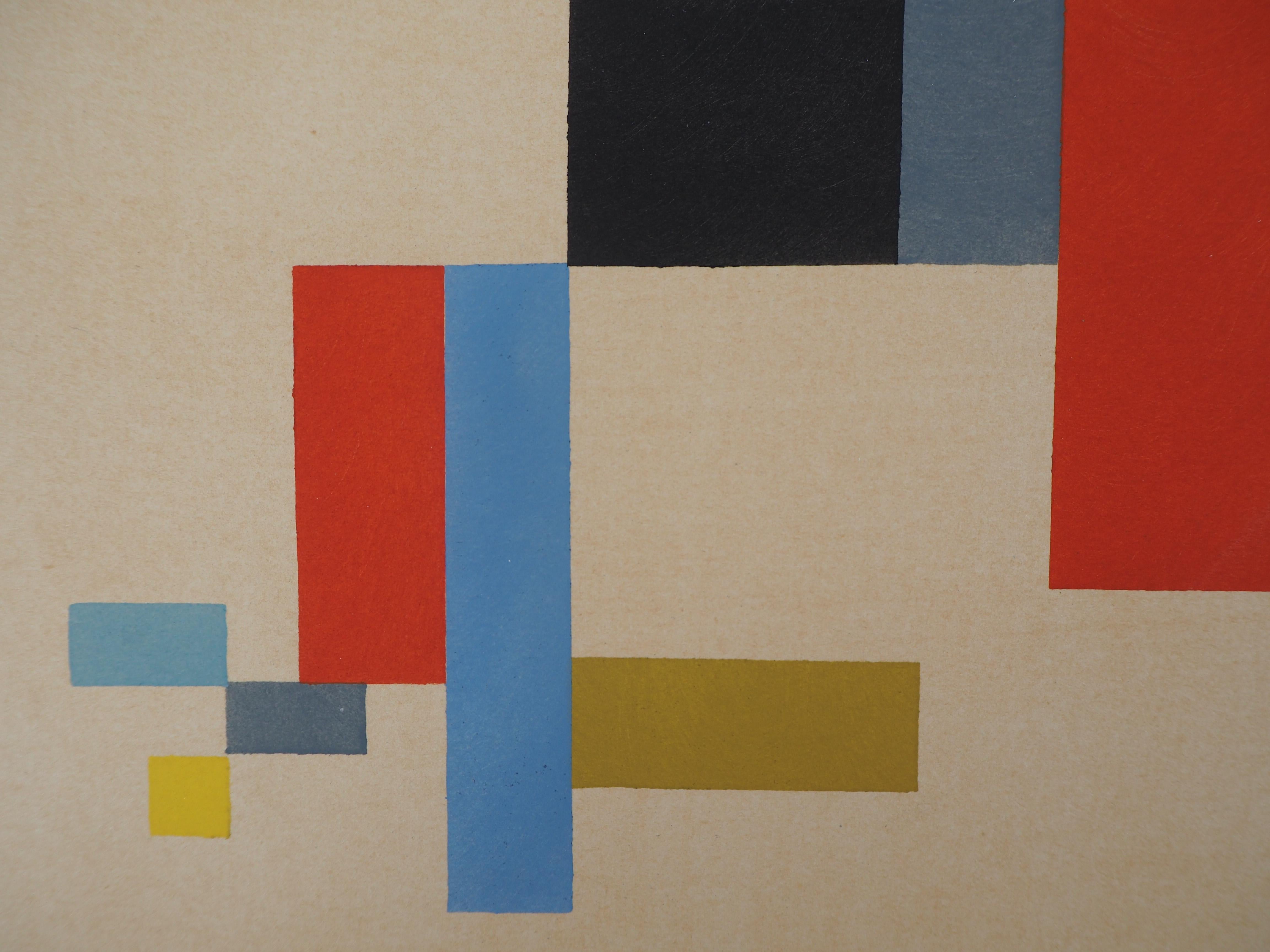 Composizione - Litografia, 1956 - Abstract Print Marrone di Sophie Taeuber-Arp