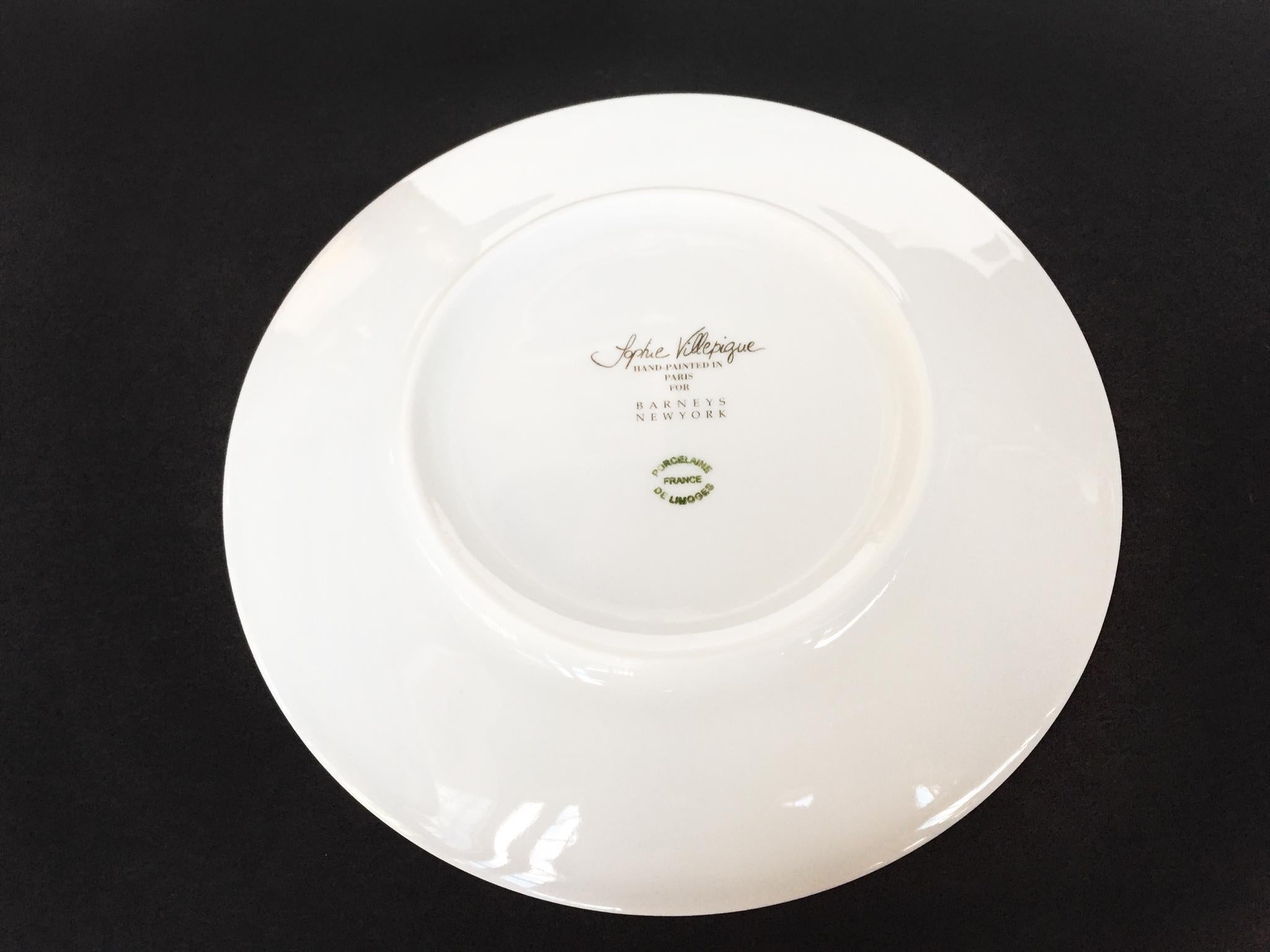 Sophie Villepigue Porcelain de Limoges Plates for Barneys New York, a Set of 8 For Sale 1