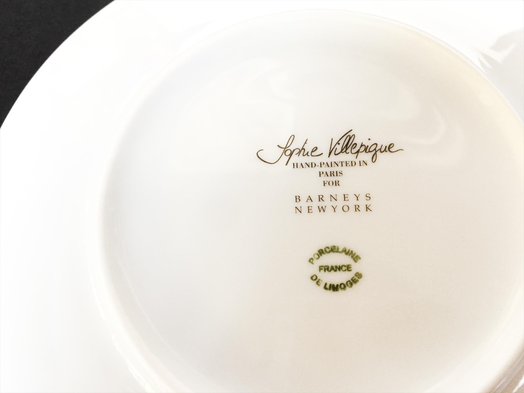 Sophie Villepigue Porcelain de Limoges Plates for Barneys New York, a Set of 8 For Sale 2